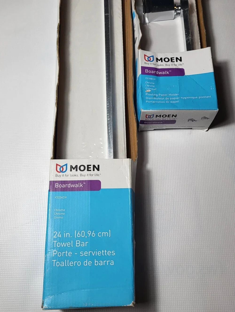 Moen Matching Set Towel Bar & Toilet Paper Holder 24” Chrome NEW in unopened box
